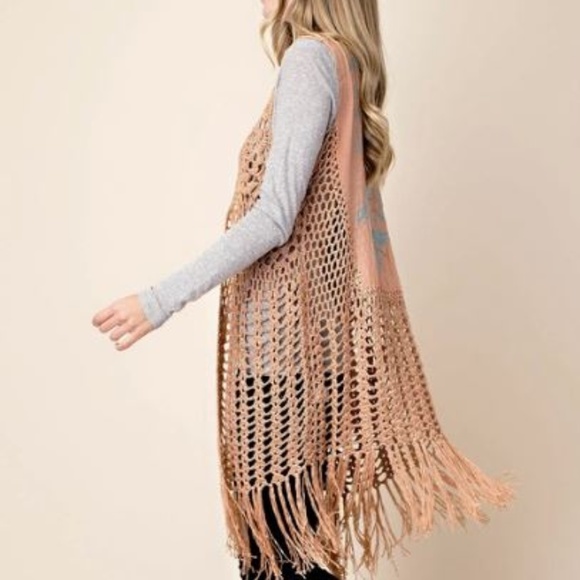 Kori Jackets & Blazers - Kori Crochet Tribal Boho Vest Cardigan